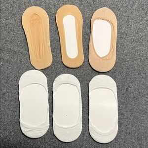 Beige and White No-Show Socks Set